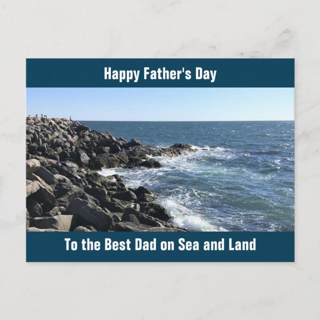 Blue Atlantic Ocean Wavy Rocky Seashore Postcard (Front)