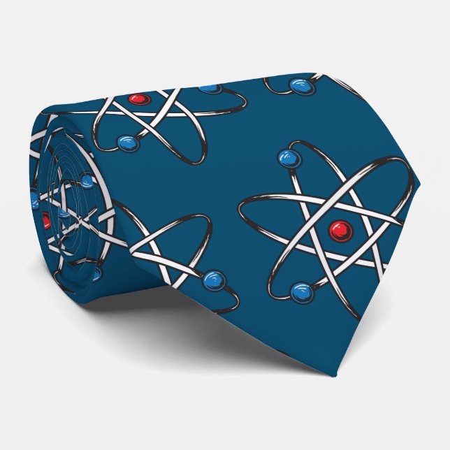 Blue Atom Molecule Pattern Teacher Science Tie (Rolled)