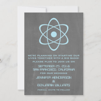 Blue Atomic Chalkboard Save the Date Invite