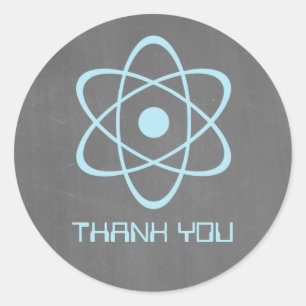 Blue Atomic Chalkboard Thank You Stickers