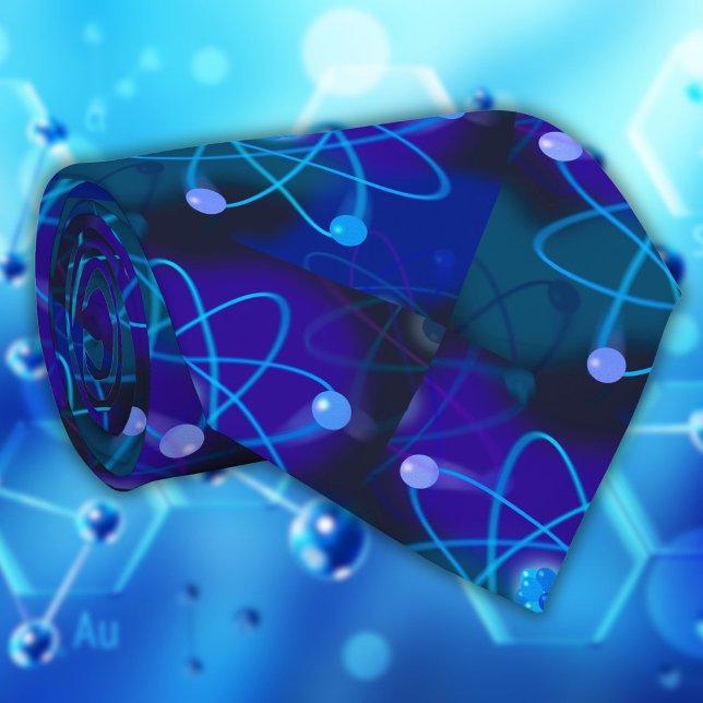 Blue Atomic Structure Science Tie (Modern Cool Blue Atomic Structure Science Neck Tie)