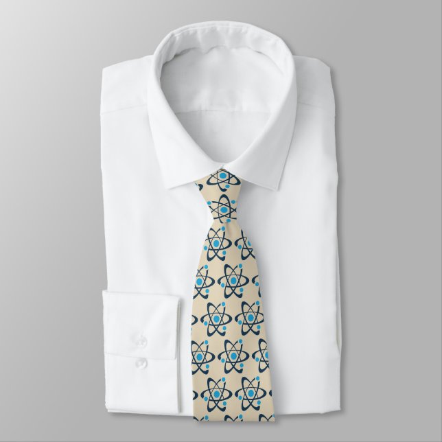 Blue Atoms Design Necktie (Tied)