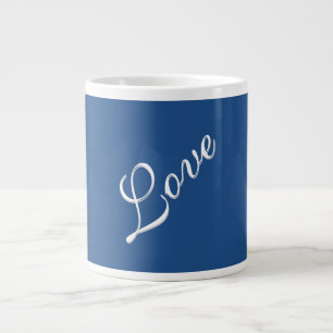 Blue Attractive Calligraphy Love Wedding  Large Coffee Mug