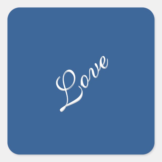 Blue Attractive Calligraphy Love Wedding  Square Sticker (Front)