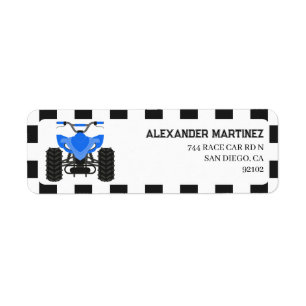Blue ATV Quad 4 Wheeler Return Address