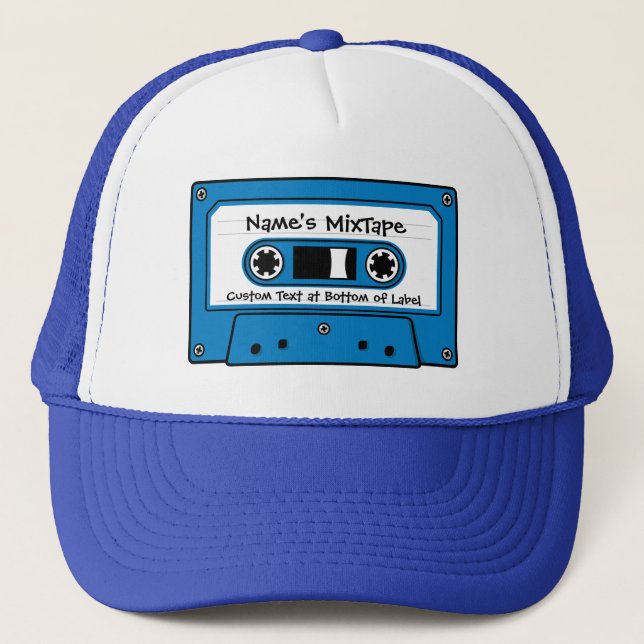 Blue Audio Cassette Tape Trucker Hat (Front)