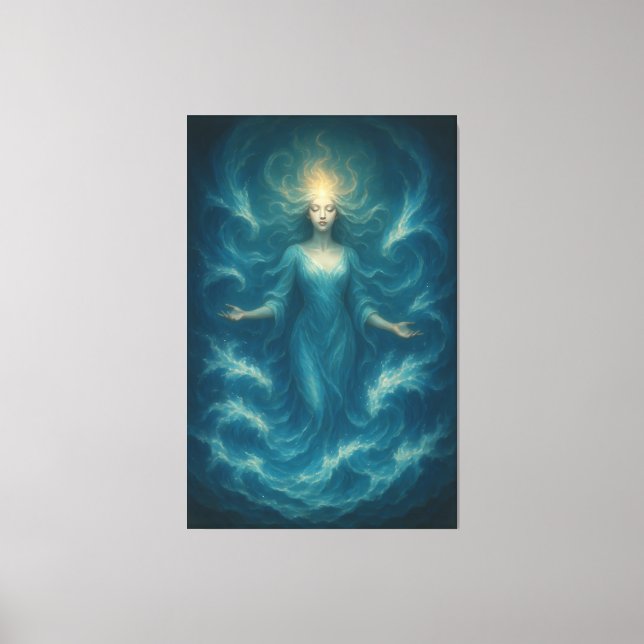 Blue Aura Water Goddess – Luxury Fine Art Canvas (Front)