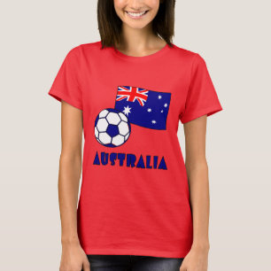 Blue Australia Soccer Ball and Flag T-Shirt