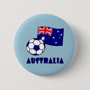 Blue Australia Soccer Ball Flag Blue Background 2 Inch Round Button