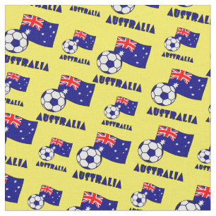 Blue Australia Soccer Ball Flag Yellow Background Fabric