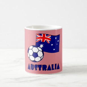 Blue Australian Soccer Ball Flag Pink Background Coffee Mug