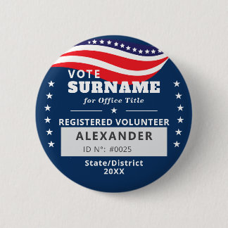 BLUE Authorized Volunteer 2026 Midterm Campaign ID 2 Inch Round Button