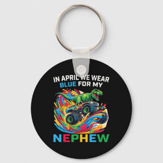 Blue Autism Awareness Nephew T Rex Monster Truck D Keychain