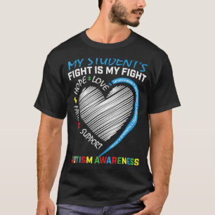 Blue Autism Awareness Puzzle Piece Heart Special E T-Shirt