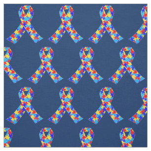 Blue Autism Awareness Ribbon Fabric