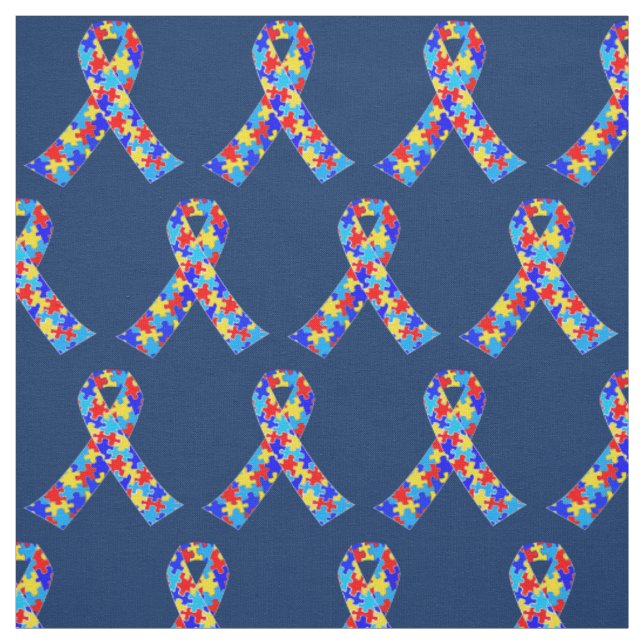 Blue Autism Awareness Ribbon Fabric (Swatch)