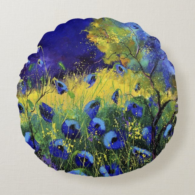 Blue autumn, Art  Round Pillow (Front)