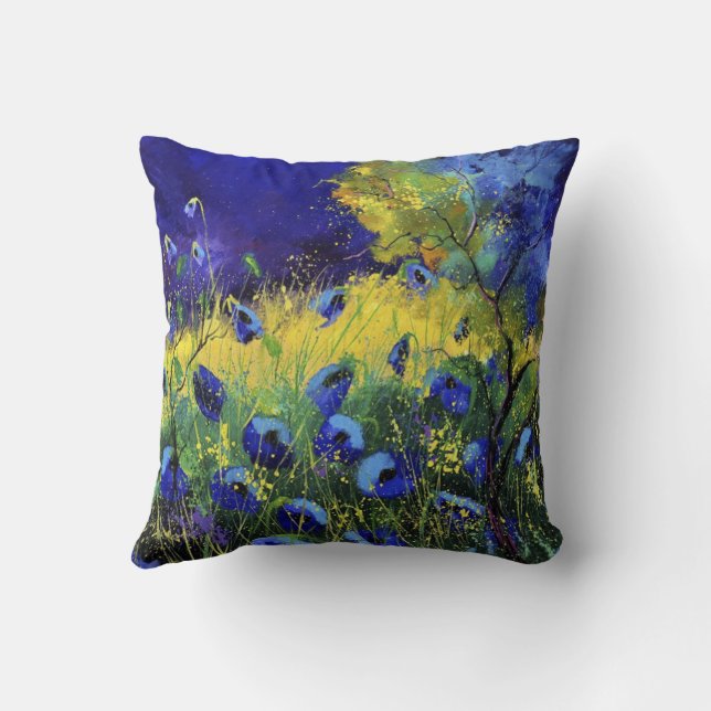 Blue autumn, Art Throw Pillow (Back)