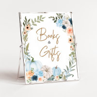 Blue Autumn Flowers Pumpkin Books and Gifts