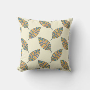 Blue Autumn Leaves Pattern Pillow