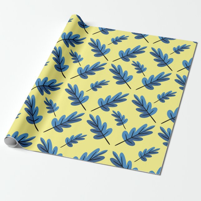 Blue Autumn Wrapping Paper (Unrolled)