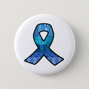 Blue Awareness Retro Ribbon 2 Inch Round Button