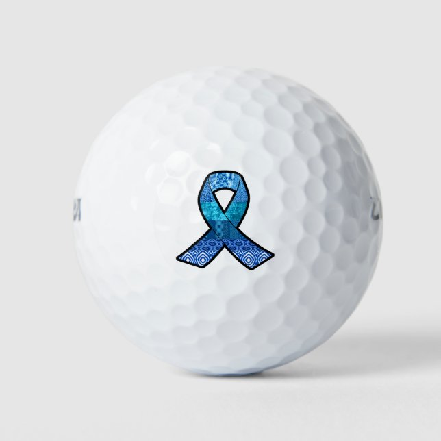 Blue Awareness Retro Ribbon Golf Balls (Front)