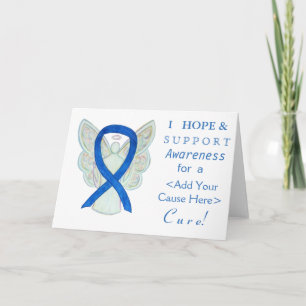 Blue Awareness Ribbon Angel Custom Cause Cards