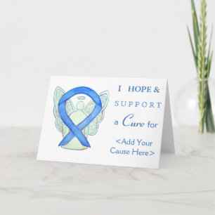 Blue Awareness Ribbon Angel Custom Greeting Cards