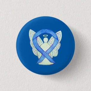 Blue Awareness Ribbon Angel Customized Button Pins