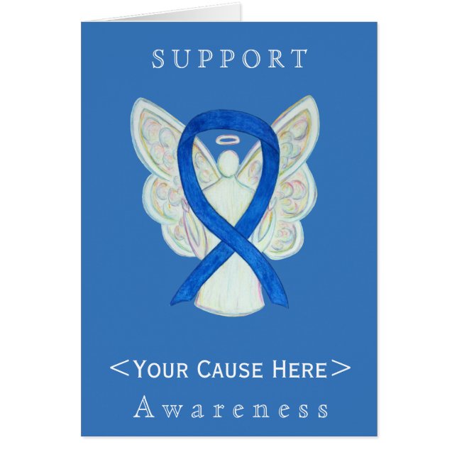 Blue Awareness Ribbon Angel Customized Card (Front)