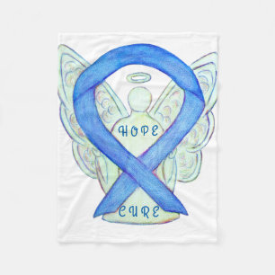 Blue Awareness Ribbon Angel Hope and Cure Blanket