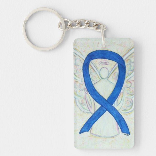 Blue Awareness Ribbon Angel Key chain (Front)