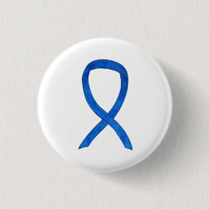 Blue Awareness Ribbon Art Customized Message Pins