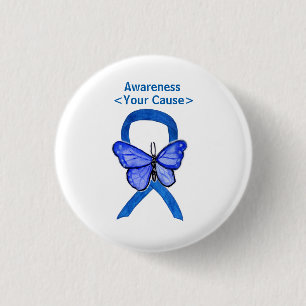 Blue Awareness Ribbon Art Customized Message Pins