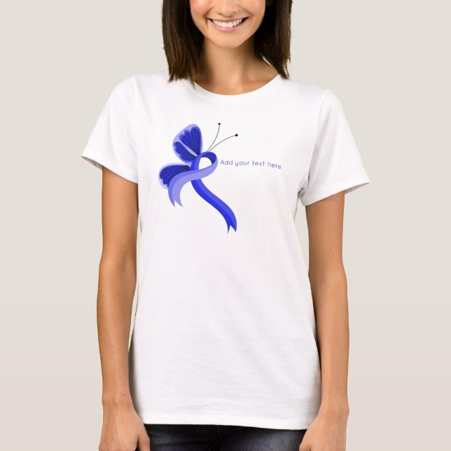 Blue Awareness Ribbon Butterfly T-Shirt (Front)