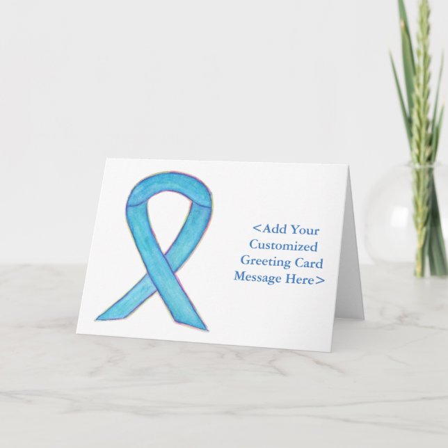 Blue Awareness Ribbon Custom Note Cards (Front)