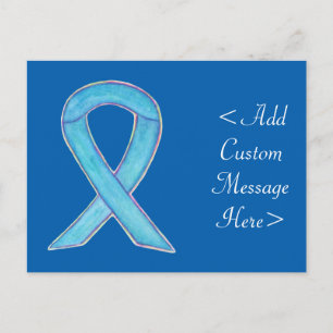 Blue Awareness Ribbon Custom Postcard
