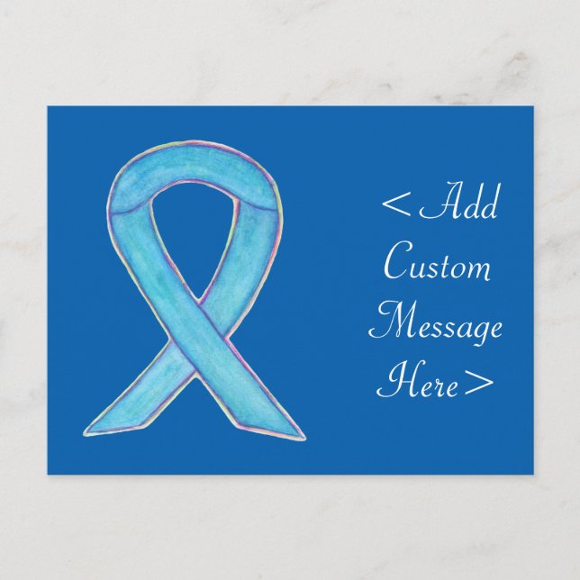 Blue Awareness Ribbon Custom Postcard (Front)