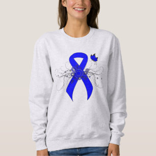 Blue Awareness Ribbon with Butterfly Sweatshirt
