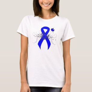 Blue Awareness Ribbon with Butterfly T-Shirt