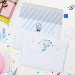 Blue Axolotl Bubble Boba Tea Birthday Part-tea Envelope