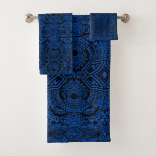 Blue aztec pattern  bath towel set