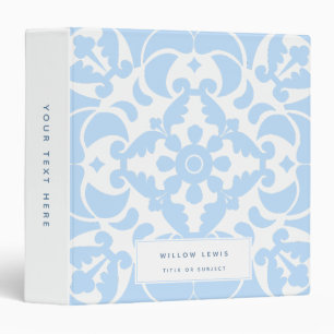  Blue Azulejos Portuguese Spanish Mediterranean Binder