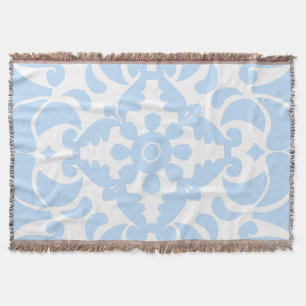 Blue Azulejos Portuguese Spanish Mediterranean Throw Blanket