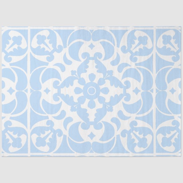  Blue Azulejos Portuguese Spanish Mediterranean Tissue Paper (Front)