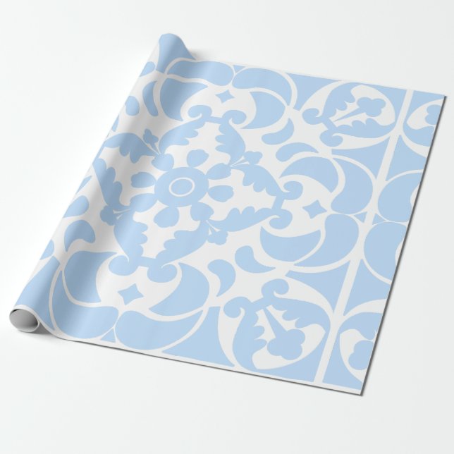  Blue Azulejos Portuguese Spanish Mediterranean Wrapping Paper (Unrolled)