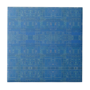 Blue azure teal geometric design kitty voices  tile