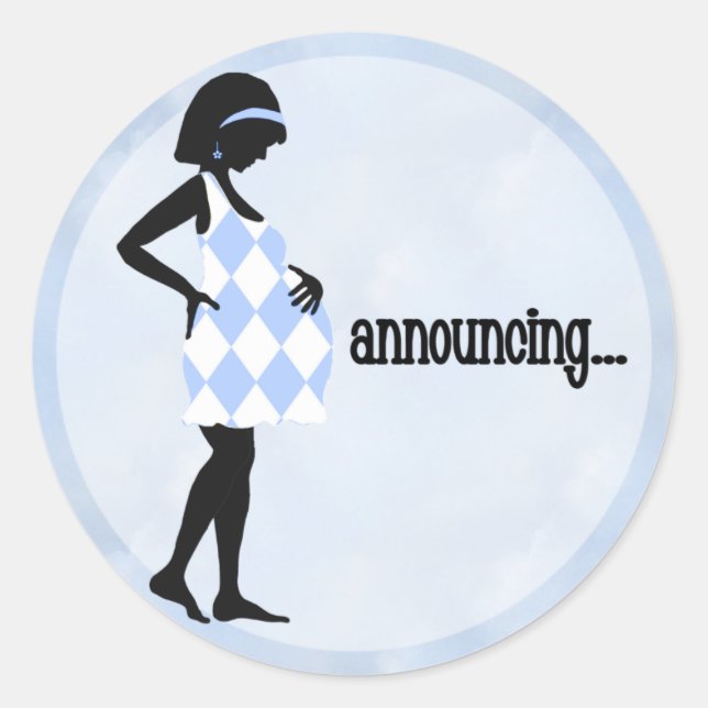 Blue Baby Announcement Stickers (Front)