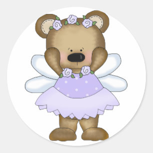 Blue Baby Bear Fairy Classic Round Sticker